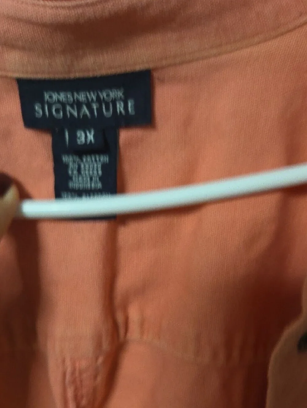 Jones New York Signature Peach Coral Button Up Shirt Size 3X 100% Cotton.[1045]